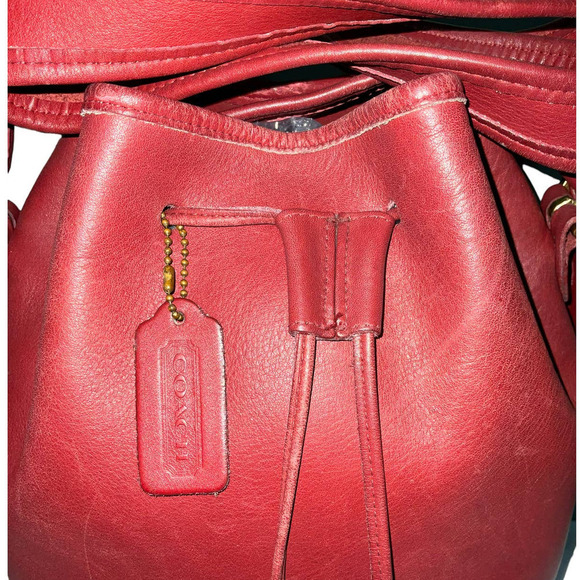 Vintage Coach Lulas Legacy Red Drawstring Crossbody Bucket Bag 9952 - Picture 4 of 16